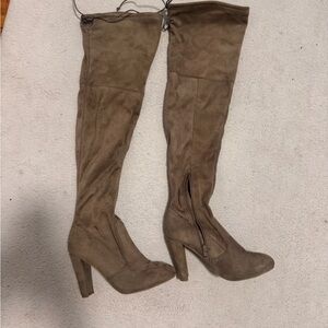 Steve Madden Taupe Suede Over-the-Knee High Heel Boots